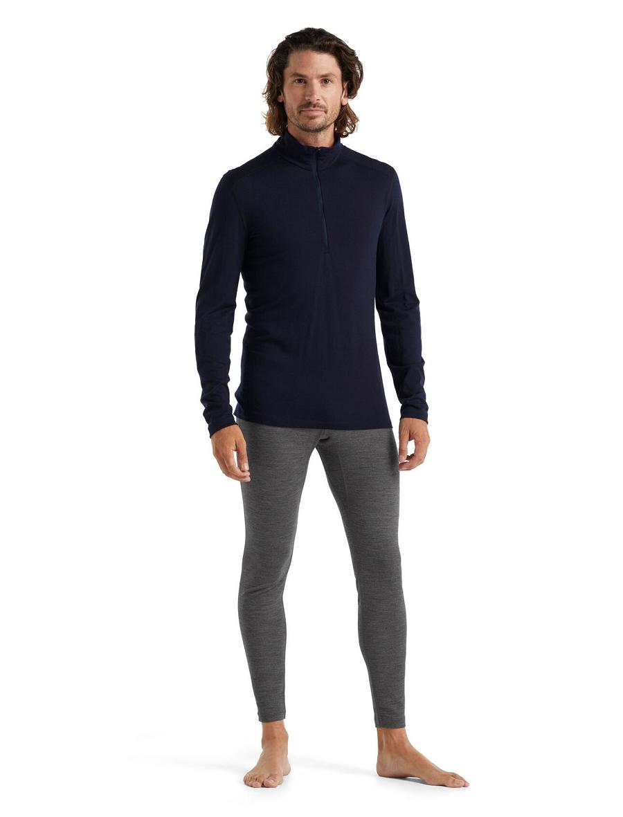 Icebreaker Merino 200 Oasis Long Sleeve Half Zip Thermal Top Férfi Base Layers Sötétkék | HU 1359OKIR